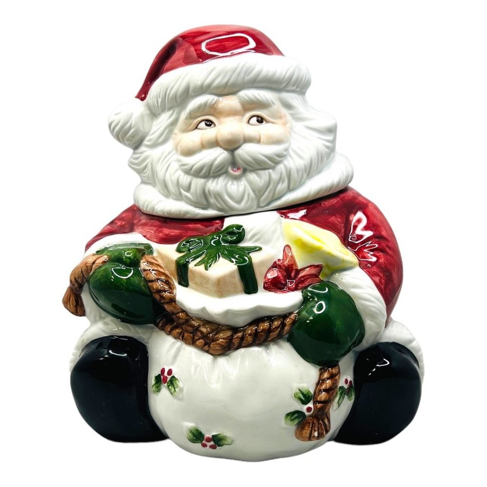 World Bazaar Inc Vintage Ceramic Santa With Gift Bag Cookie Jar